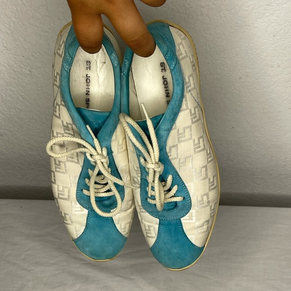 St. John Sport teal and cream tennis shoe - Picture 3 of 5